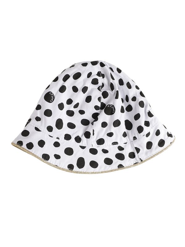 Girls White and Black Printed Cap image number 3